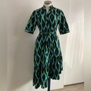 Elegant Asymmetrical Green and Black Dress